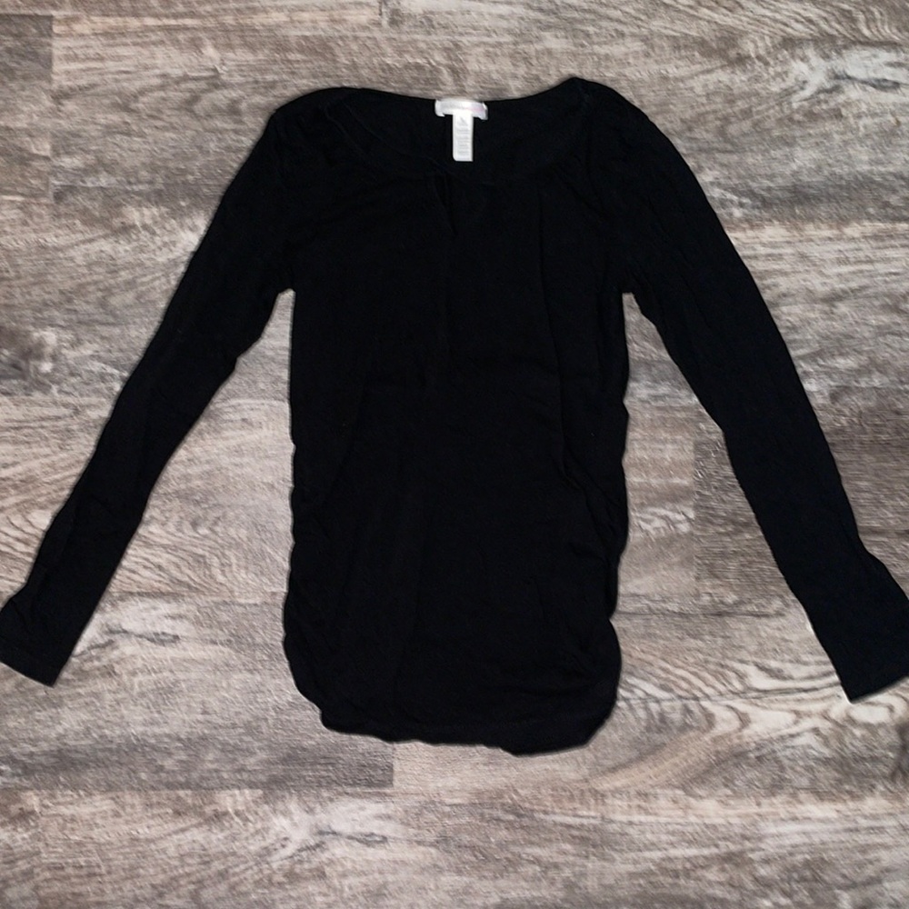 Small Ambiance Maternity Black Long Sleeve Criss-Cross Front Top